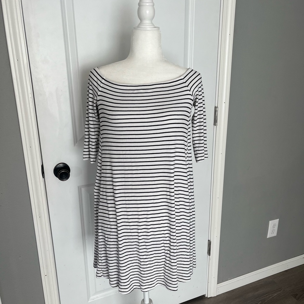 Striped off the shoulder casual dress